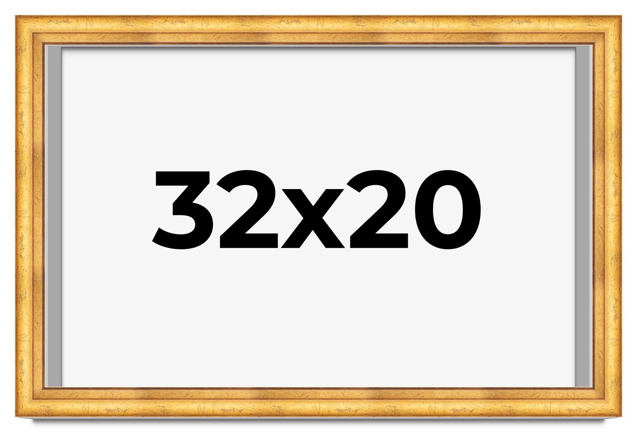 Shadow Box 1.75" Deep Gold Picture Frame - UV Acrylic, Backing Board, Hanging Hardware Included
